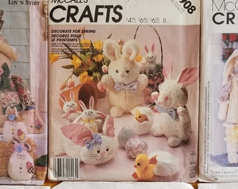 Vintage New NIP McCall’s Craft Butterick Sewing Pattern Plush Stuffed Toys Softies Easter Eggs Bunny Peter Rabbit Basket Chick Thumper