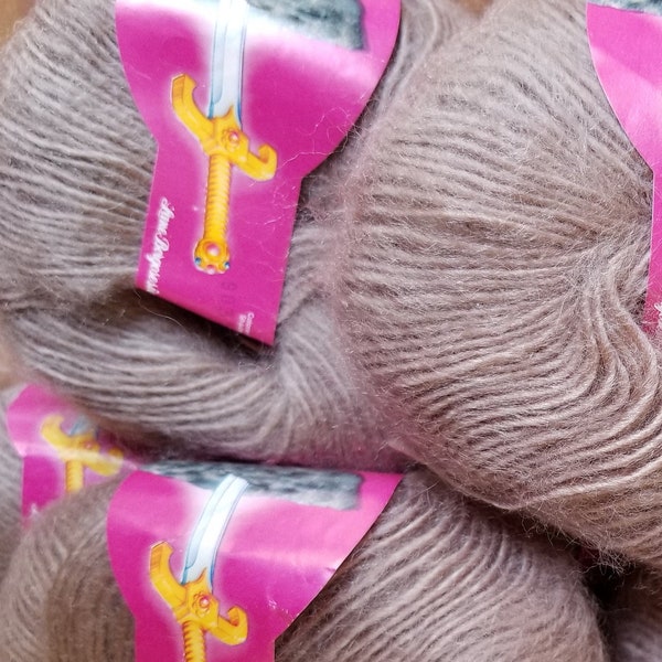 Vintage New Galaad Lane Borgosesia Lane Mohair Acrylic Taupe Tan Light Brown Yarn Eight Skein Lot Italy Worsted Weight Fuzzy Color 90350