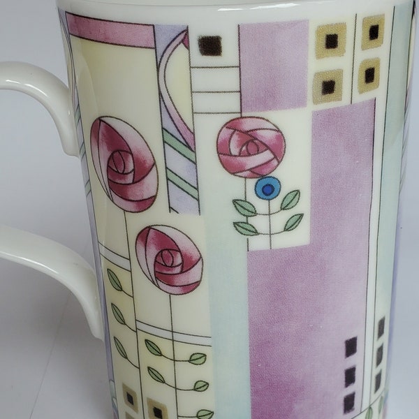 Vintage EUC Charles Rennie Mackintosh CRM Past Times Scotland Glasgow School Rose Fine Bone China Porcelain Coffee Tea Mug Cup England