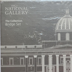 May include: A gray box set from The National Gallery, featuring a detailed architectural illustration of the gallery building. The text on the box reads "The National Gallery" and "The Collection Bridge Set."