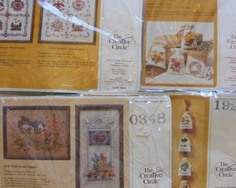 Vintage New NIP Creative Circle Crewel Embroidery Kit Peace on Earth White Dove Traditional Americana Bald Eagle Kitchen Spice Sacks Parcels