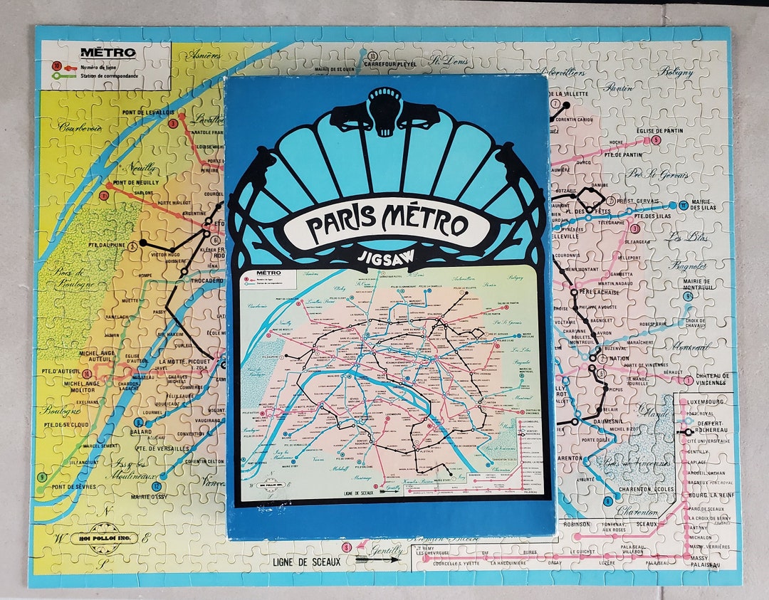 Vintage Hoi Polloi Paris Metro Map Underground Jigsaw Puzzle Art Deco ...