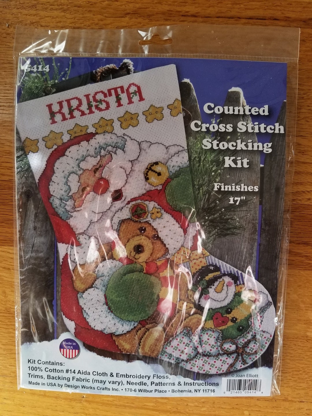 Design Works Counted Cross Stitch Stocking Kit 17 Long-Skiing Santa (14  Count)