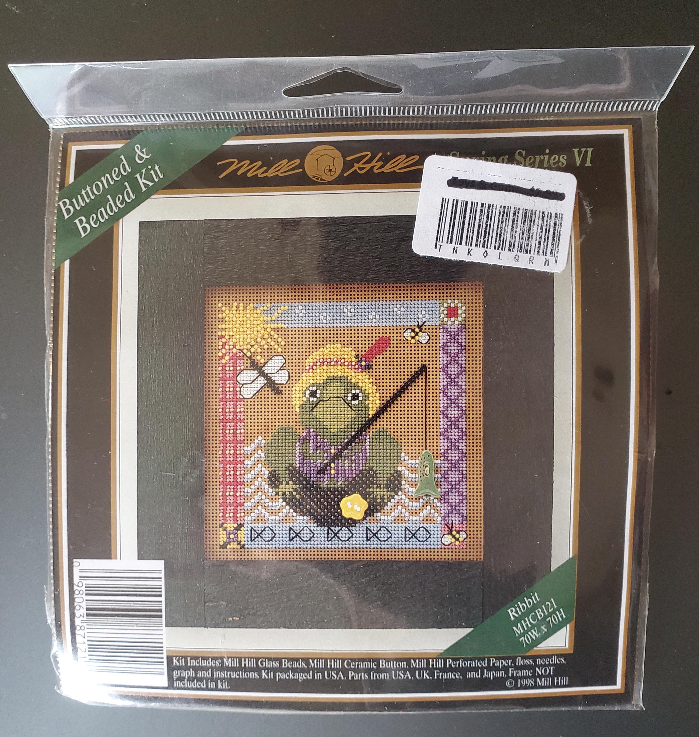 Vintage New NIP Mill Hill Spring Series VI Ribbit Cross Stitch Kit