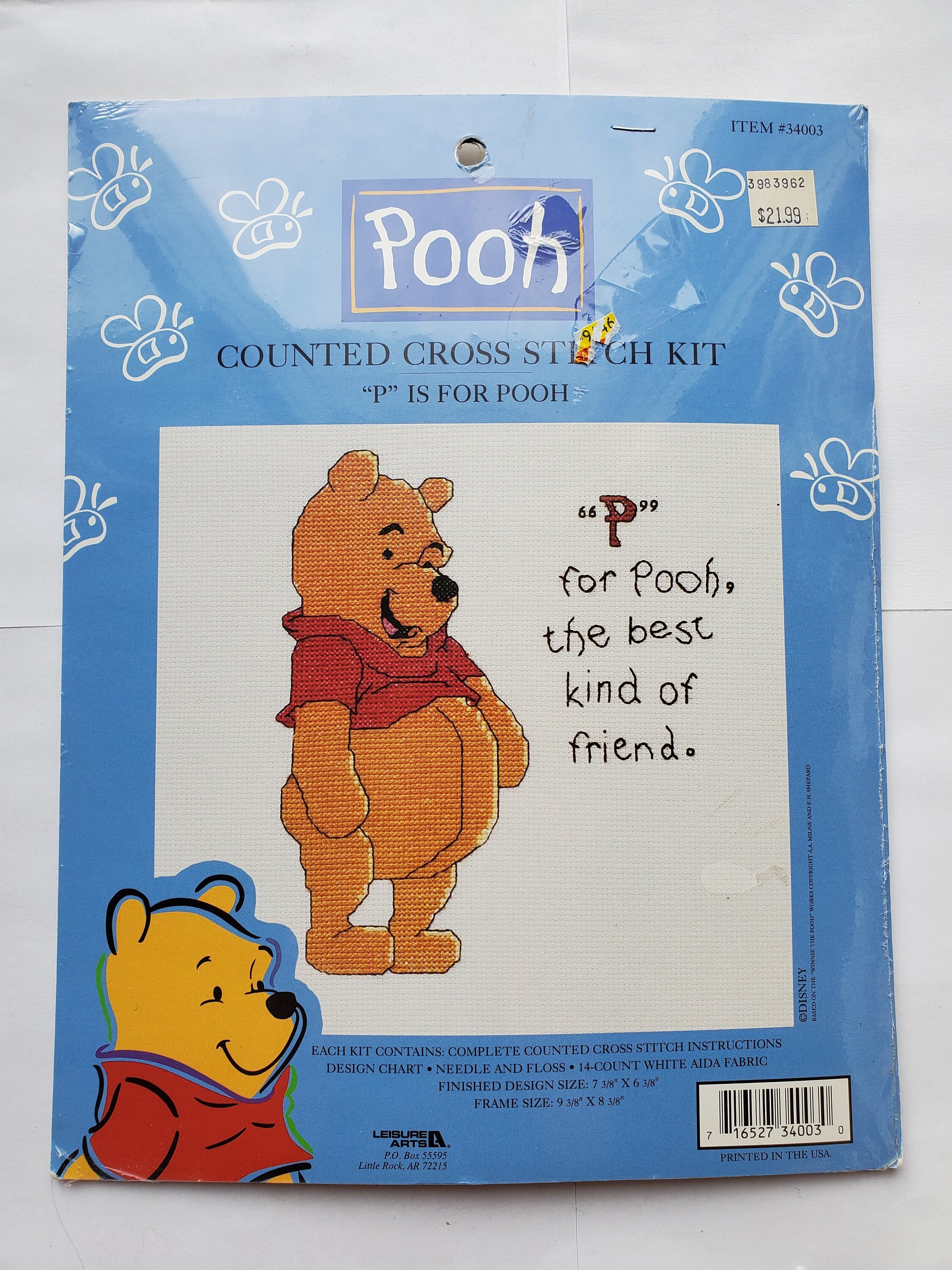 Vintage New Disney Catalog Winnie The Pooh Alphabet Counted Cross Stit –