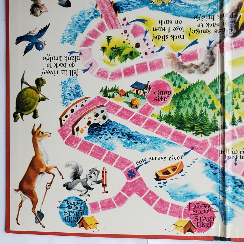 Vintage EUC Ranger Rick and the Great Forest Fire Board Game Paperback Book National Wildlife Federation Racoon Smokey The Bear Educational 画像 11