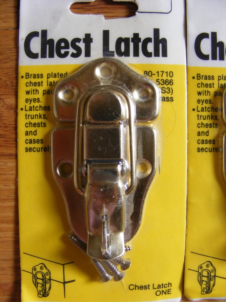 Vintage New NIP Stanley Hardware Brass Plated Treasure Toy Chest Latch Trunk Industrial Jewelry Tool Box Padlock Lockable Cabinet Accessory