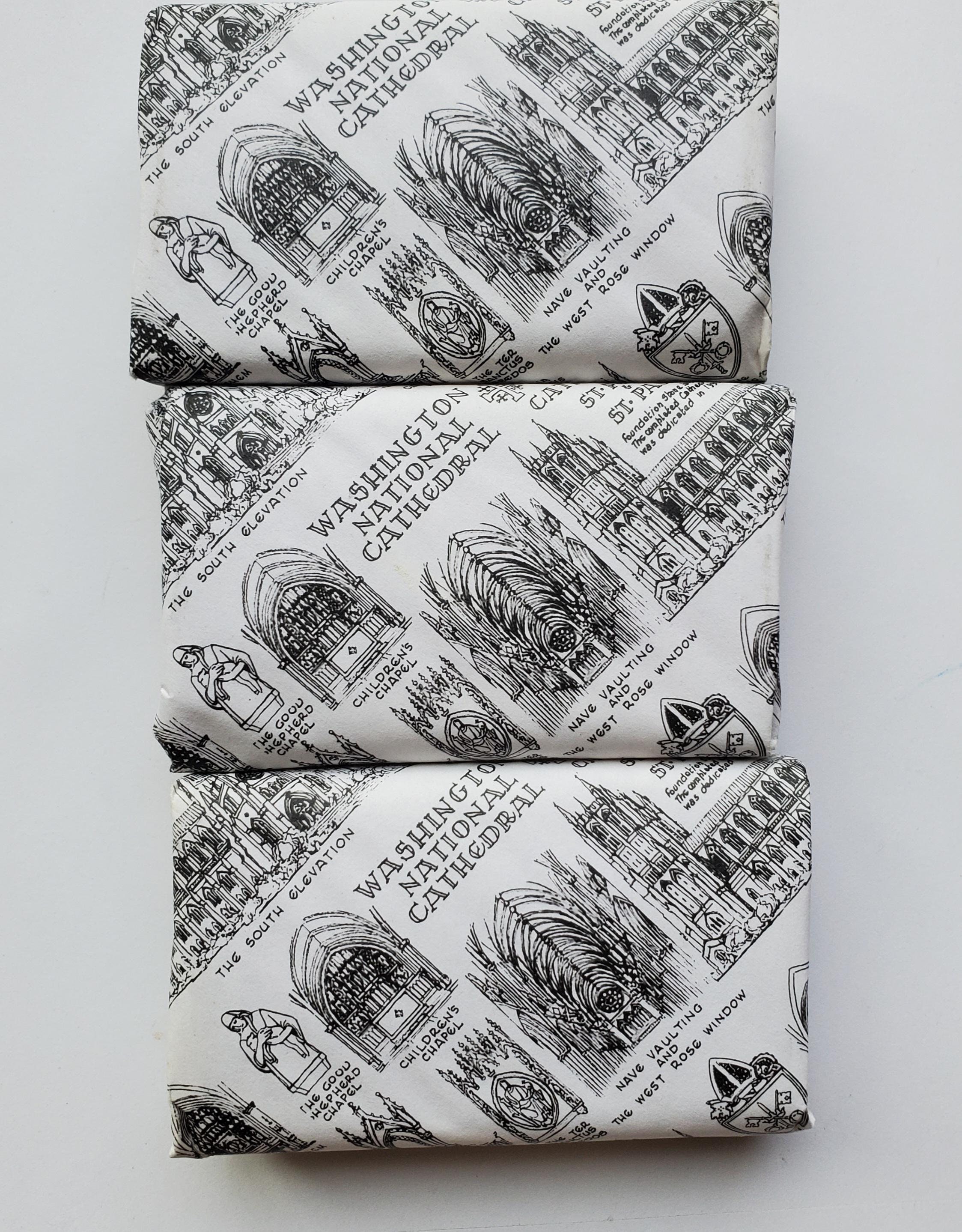 Vintage New NIP IOP Open Washington DC National Cathedral Church Gardens Set of Three Lavender Wrapped Soaps Heraldic Coat of Arms Guest