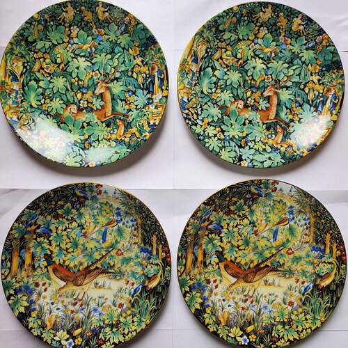 Vintage EUC Limoges France Limited Edition The Enchanted Forest Collectible Plate Haviland Parlon Deer Stag Antelope Hunting Pheasant Castle