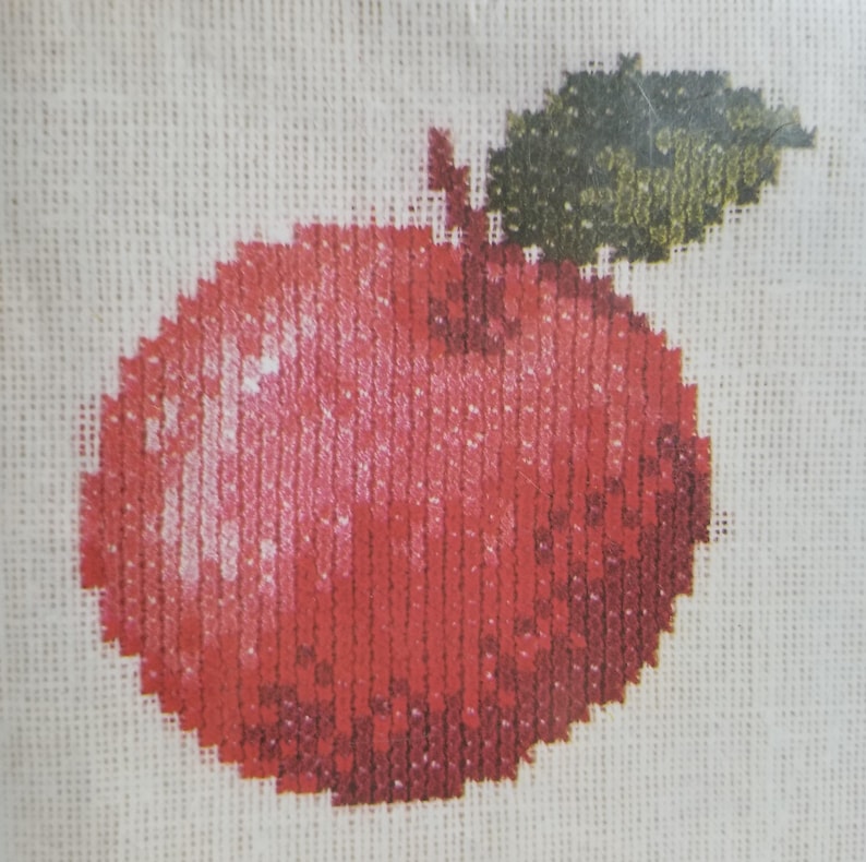 Vintage Pako Handwerken Dutch The Netherland Holland Pear Apple Cross Stitch Needlepoint Norweave Mini Kits Frames Tapestry Weaving Delft