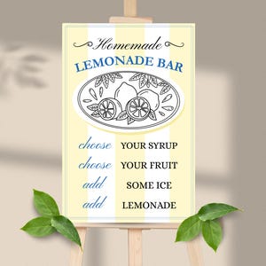 Modelo de placa de bar de limonada editável, impressão de limonada, pôster da Itália, placa de cardápio da Itália, download digital, menu principal, desenho à mão, festa de limões