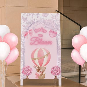 Pink Baby in Bloom. Baby Shower welcome sign. table decor. Table Signs
