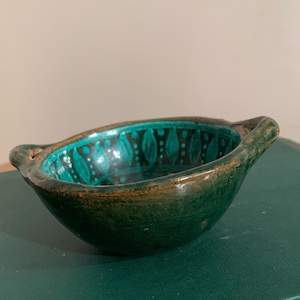 Vintage Studio Pottery Bowl - Rich, Moody, Greens