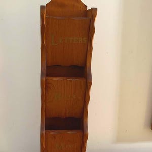 Vintage Wooden Wall-Mount Mail Organizer – Letters, Bills & Misc - Useful Retro Wall Art - Americana