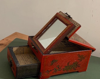 ジュエリーボックス　漆器　マザーオブパール ヴィンテージアジアン漆ジュエリーボックス：マザーオブパールの