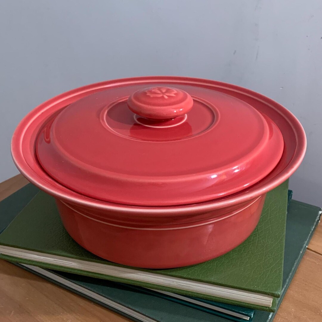 Dnsk Rmed Dansk Red Covered Casserole Dish - Vintage Portugal Stoneware Baker ...