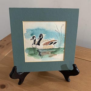 Vintage 1970s Watercolor of Canada Geese by Pearl – Mid-Century Wildlife Art