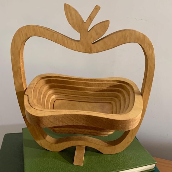 Vintage Apple-shaped Collapsible Basket - 