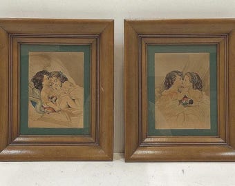 母の喜び アンティークリトグラフ E.B. & E.C. ケロッグ印刷 - Etsy 日本