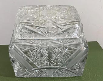 Vintage Tiffany & Co Crystal Jewelry Box – Signed Cut Glass