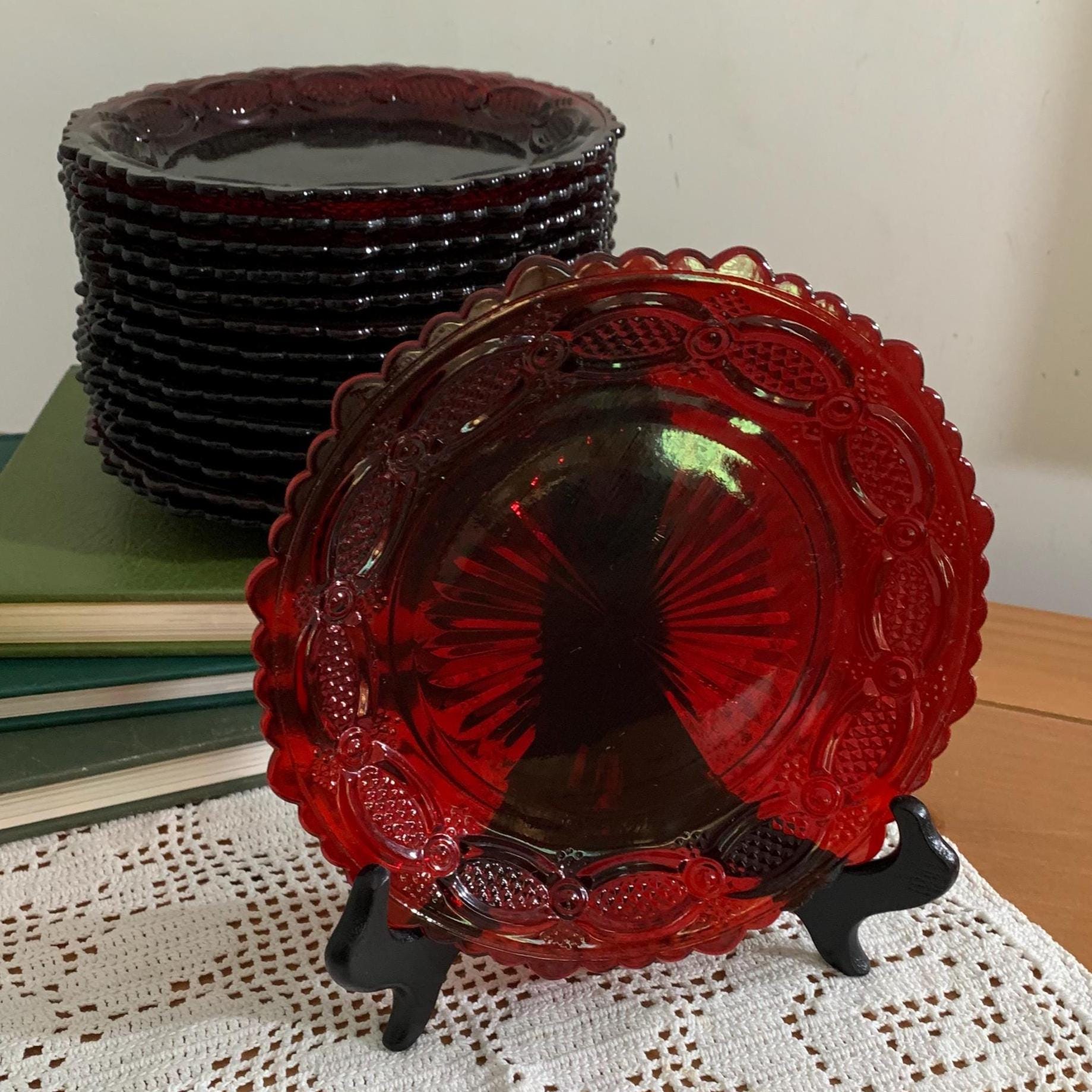 Antique Red Plates - Etsy