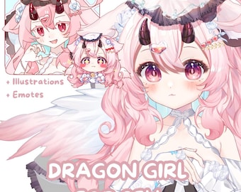 LIVE 2D Model Dragon Girl Vtuber Model for Sell [Premade Vtuber Model/YouTube Twitch Stream/FULLY RIGGED/Ready to use/Vtube Studio]