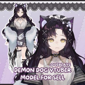 Modelo 2D AO VIVO Demon Cat Girl Vtuber para venda [Modelo Vtuber pré-fabricado/Transmissão do YouTube Twitch/TOTALMENTE EQUIPADO/Pronto para usar/Estúdio Vtube]