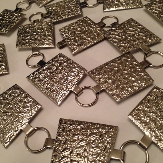 Vintage MOD Abstract Textured Silver Tone Funky Chain Link  display picture 1