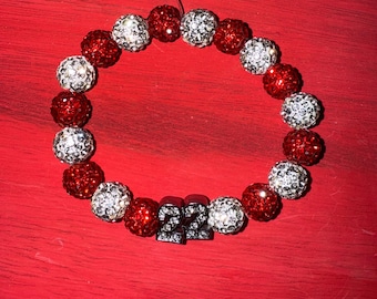 Pulsera de hermandad: pulsera roja y blanca con diamantes de imitación y números del 1 al 999.
