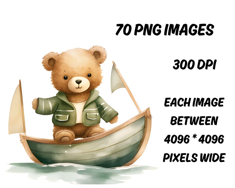 Watercolor Teddy Bear Clipart Bundle - Cute Baby Shower Balloons PNG ...