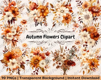 Aquarell Herbst Blumen Clipart, Herbst Blumen Illustrationen, Herbst Hochzeit Clipart, Gemütliche Herbst Clipart, Herbststrauß, Herbst Blumensträuße Png