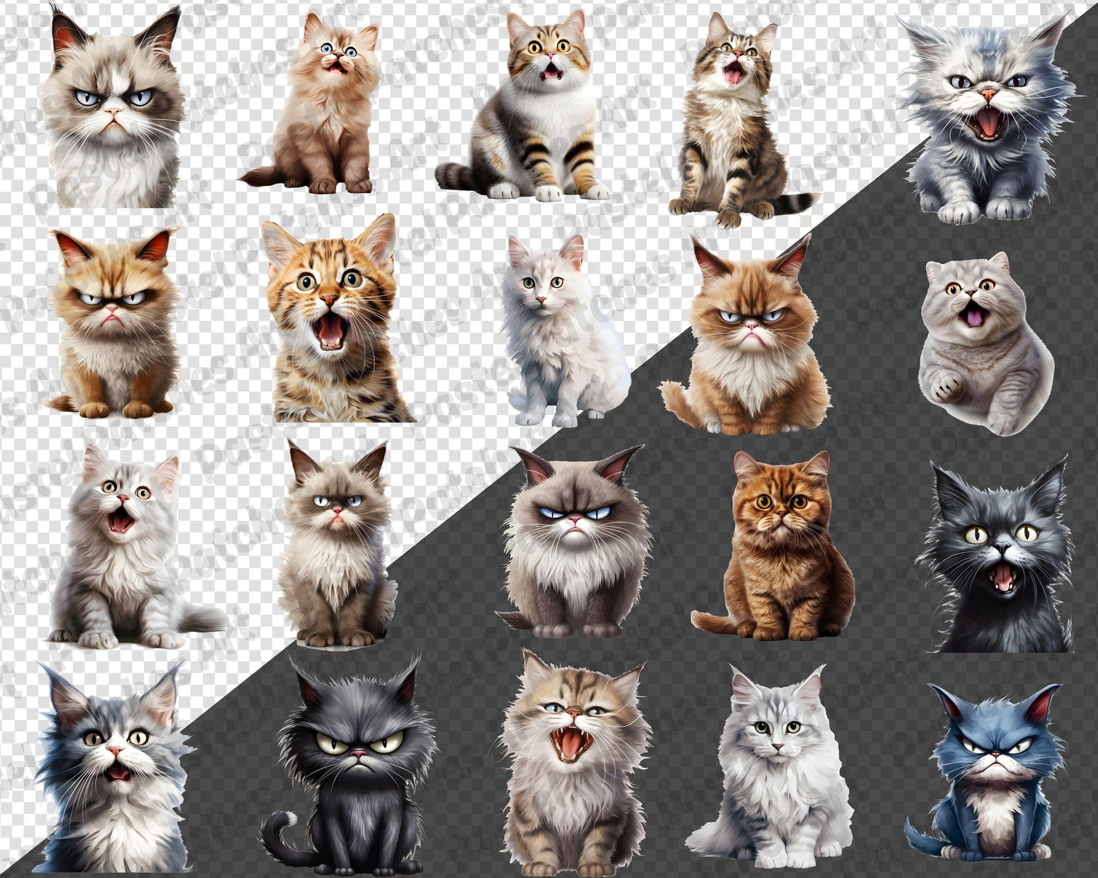 Funny Cat Clipart, Grumpy Cat Graphics, Cute Cats Clipart, Funny Animal ...
