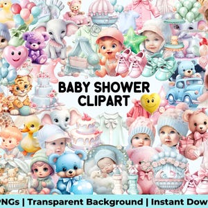 Baby Shower Clipart - 400+ Newborn Clipart, Cute Baby Graphics, Baby Shower Animals Clipart, Children Decor, Nursery Decor, Baby Wall Art