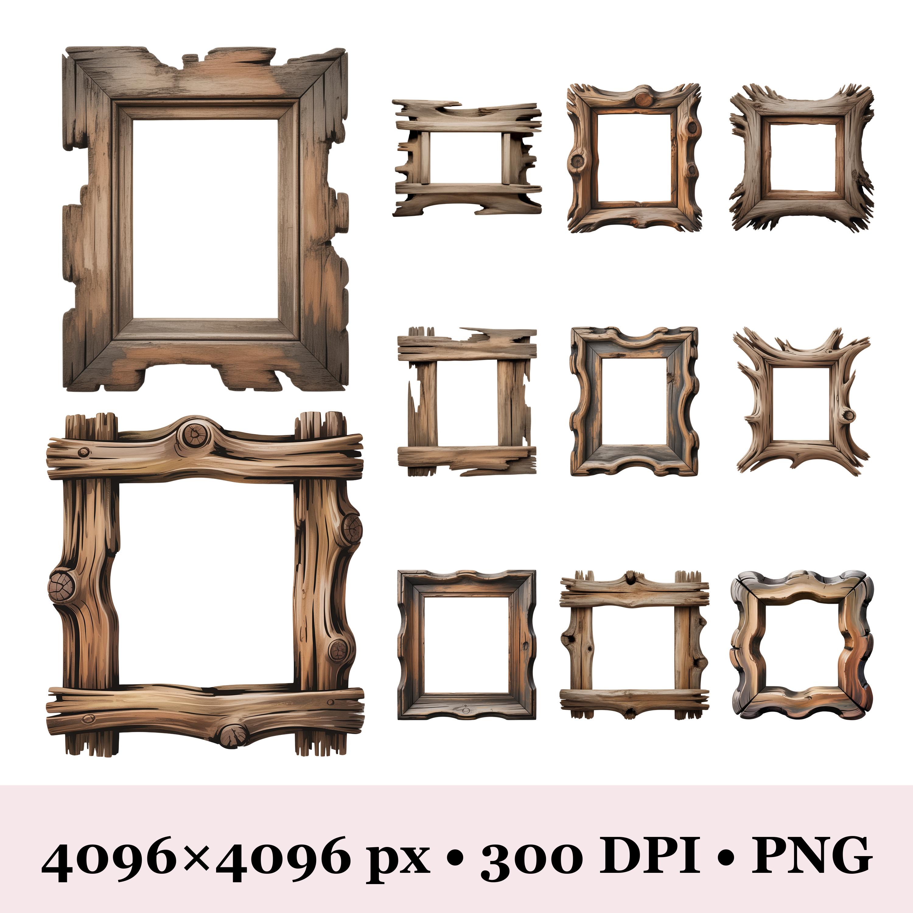 Rustic Farm Border 70+ Rustic Wood Frames Clipart Bundle • Vintage Wooden Frames PNG ...