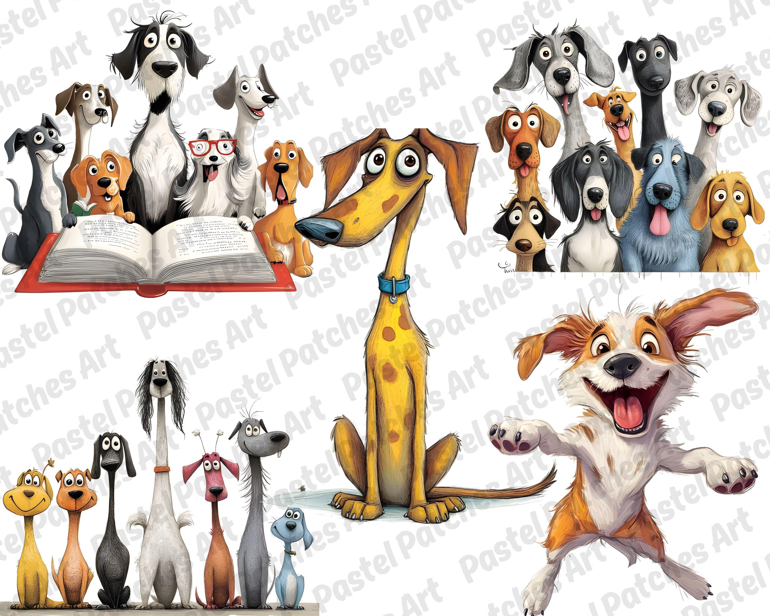 Quirky Dog Clipart PNG Bundle, Funny Pets Dog Clipart, Whimsical Dogs ...