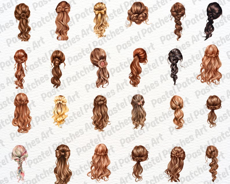 Hairstyle Clipart, Ladies Hairstyles, Woman Hair Clipart, Messy Bun ...