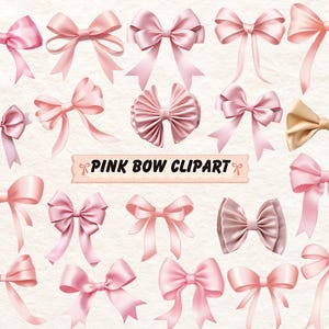 Pastel Watercolor Pink Bows Clipart , Coquette Ribbon Bows, Pink Bow, Pastel Bow Clipart, Girly Frames, Cute Bow Clipart, Pink Ribbons PNG
