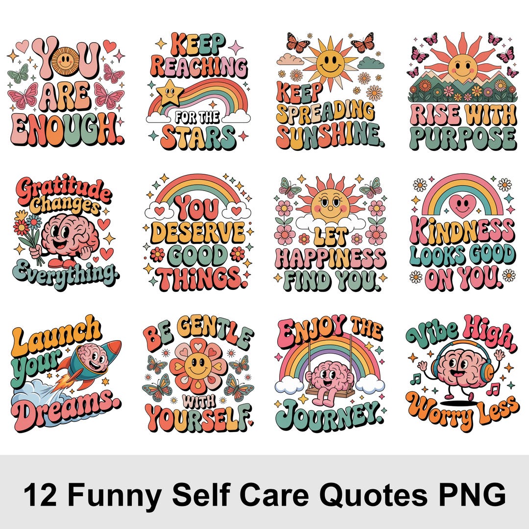 12 Mental Health Quotes Clipart Bundle • Positive Affirmation Pngs ...
