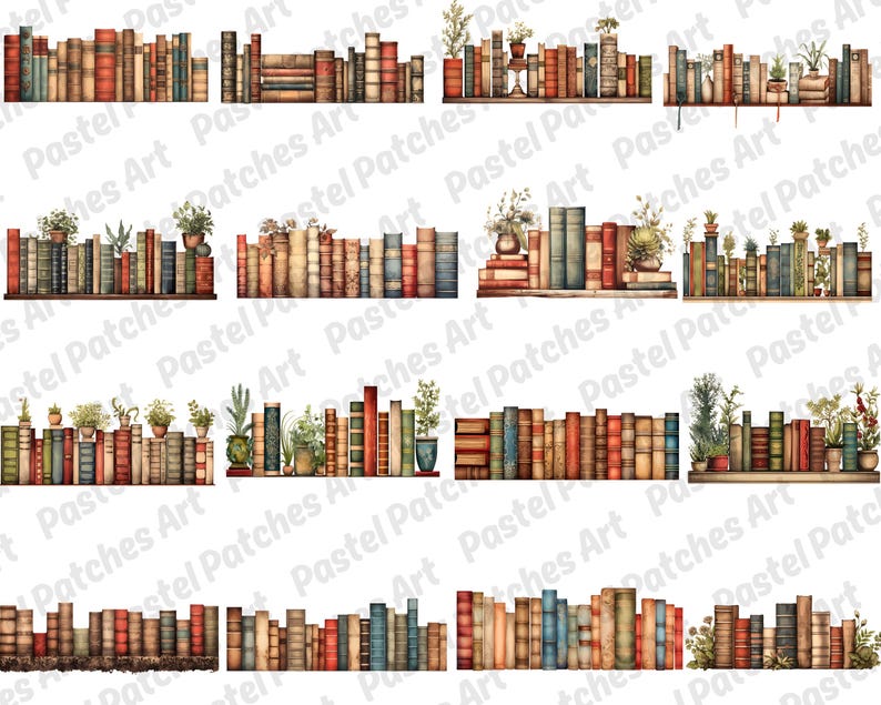 Book Border Clipart, Bookworms Clipart, Book Clipart, Vintage Library ...