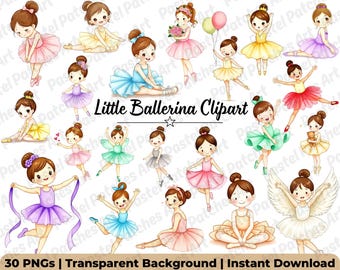 30+ kleine ballerina's-clipart | Roze balletkunst | Verjaardag ballerina, png (digitale download)