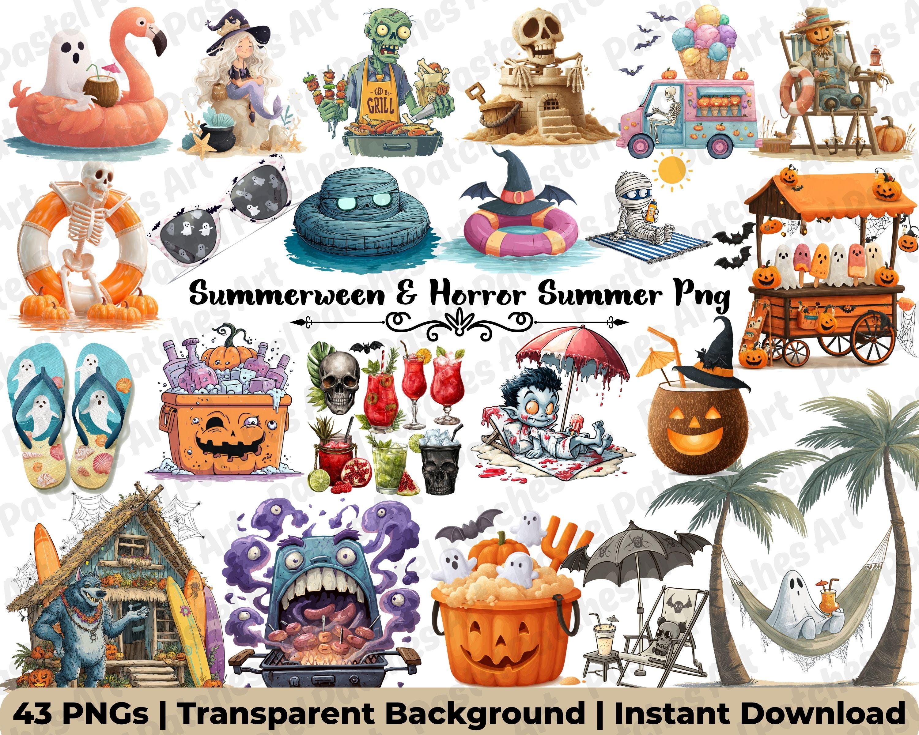Summerween Pic 40+ Summerween Clipart | Spooky Summer Art for Crafts (digital Download ...