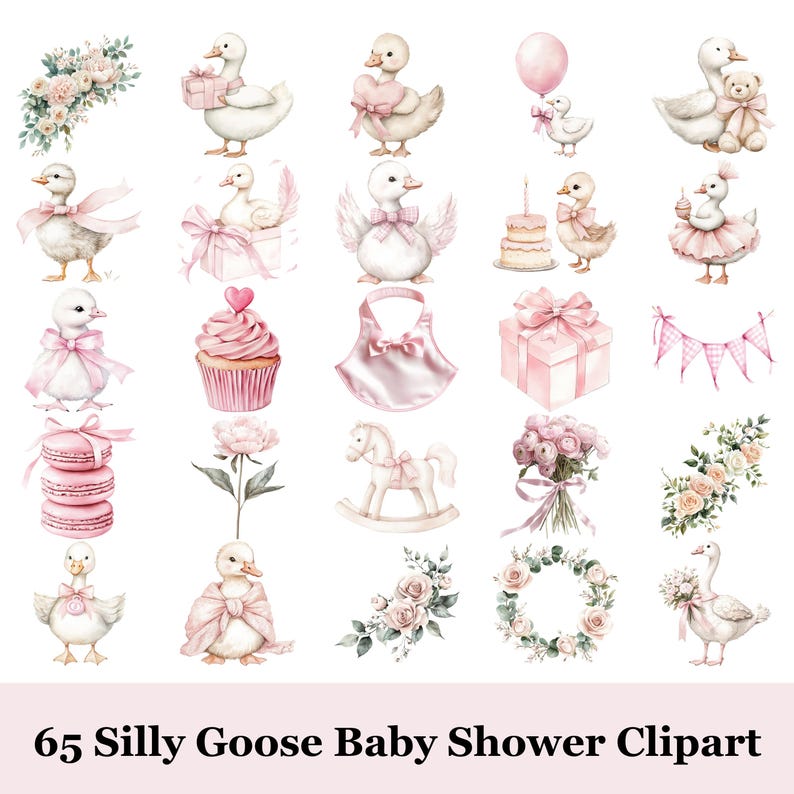 65 Silly Goose Baby Shower Clipart | Cute Goose PNG Bundle | Funny Baby ...