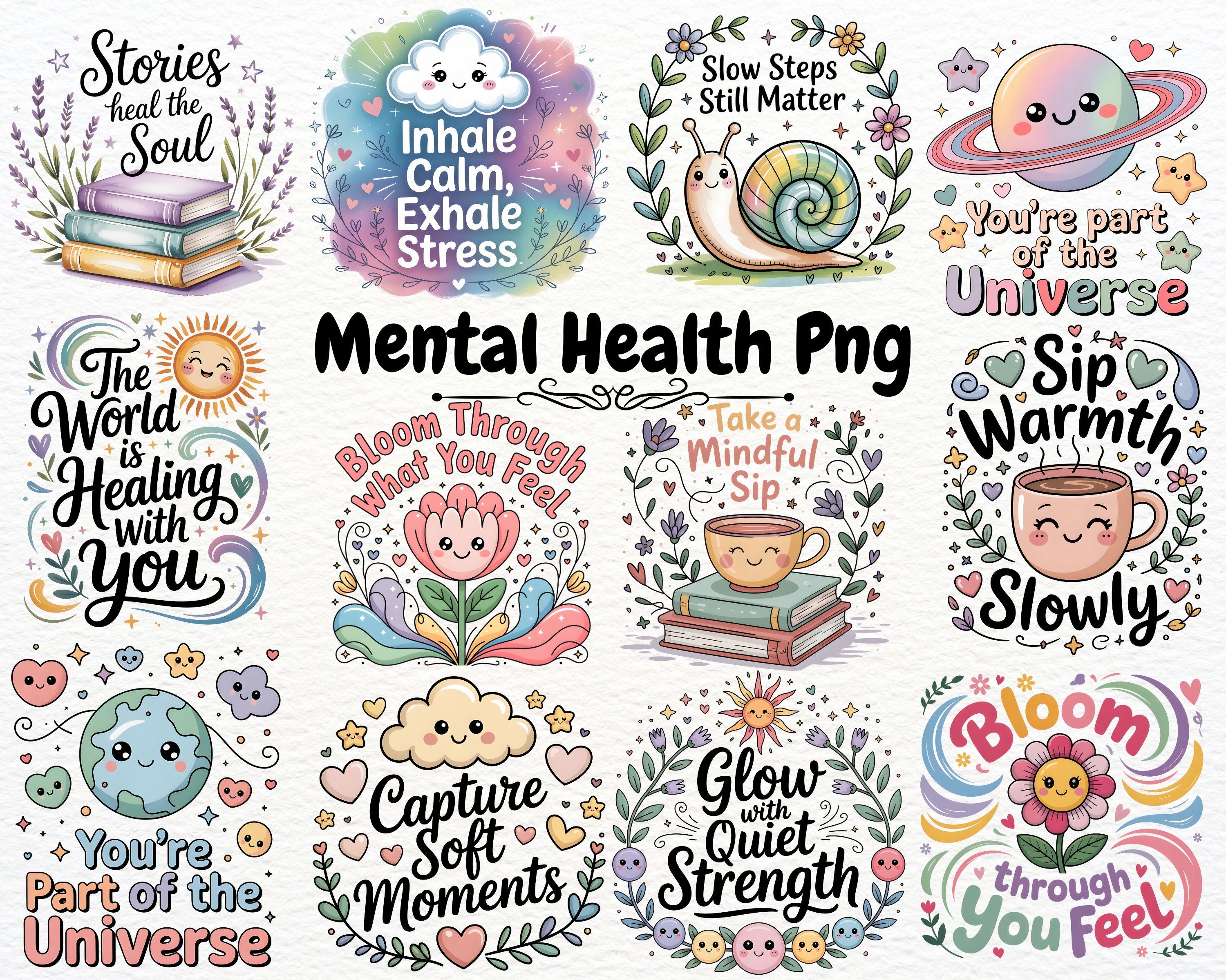 Mental Health PNG Bundle | Therapist Approved Resources | Self Care ...