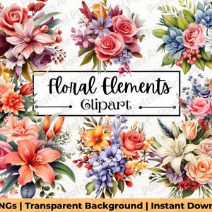 Wildflower Clipart 40+ PNG SVG Super Bundle for Personal & Commercial Use, Floral Borders, Flower Wreaths, Wedding Invitation Clipart