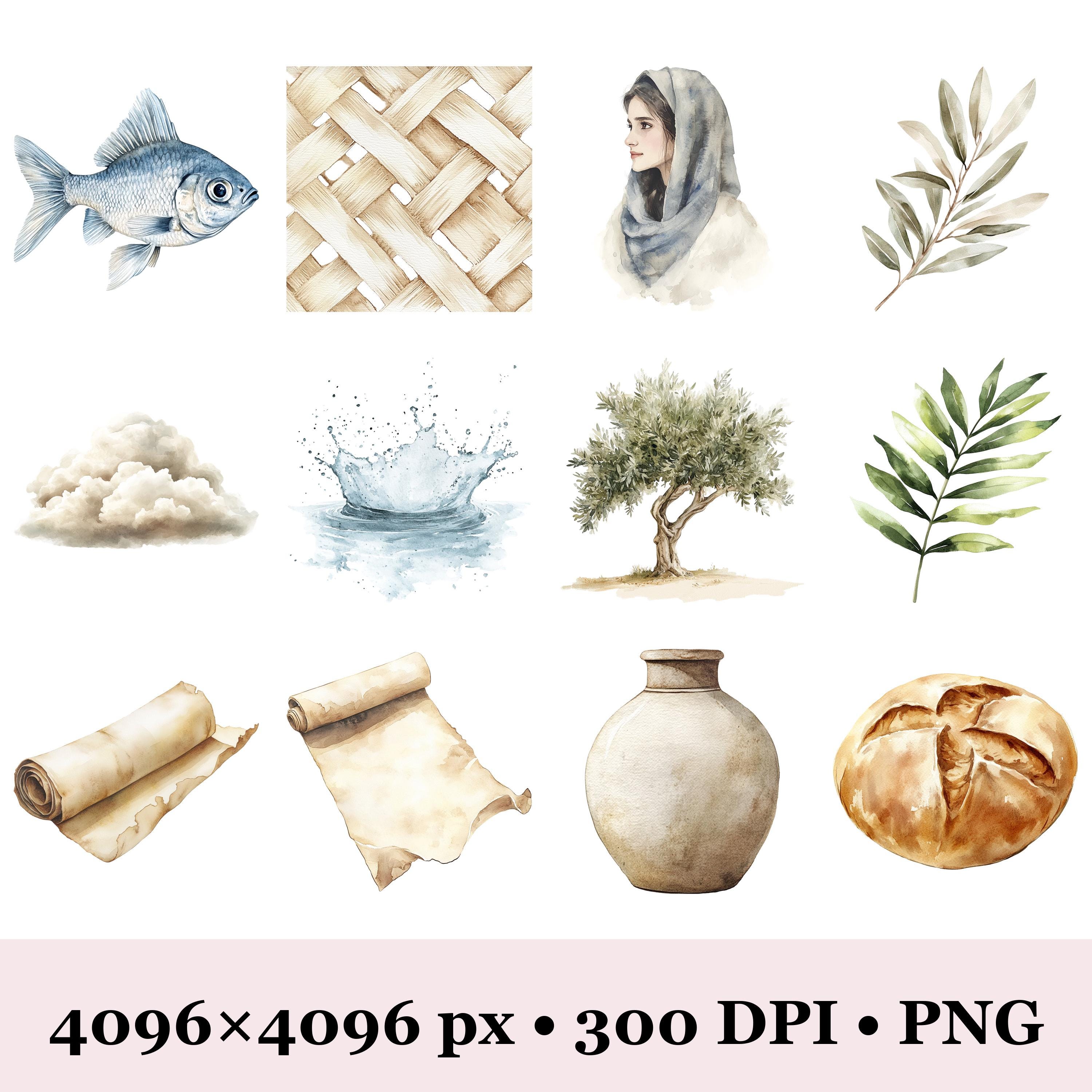 50 Jesus Miracles Clipart PNG | Bible Story Illustration Bundle ...