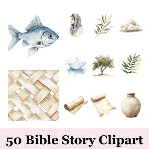 50 Jesus Miracles Clipart PNG | Bible Story Illustration Bundle ...