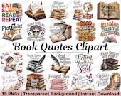 Book Quotes PNG Bundle Clipart | Book Lover PNG & Bookish Graphics | Printable Quotes for Journals | Reader Gift | Commercial Use Included
