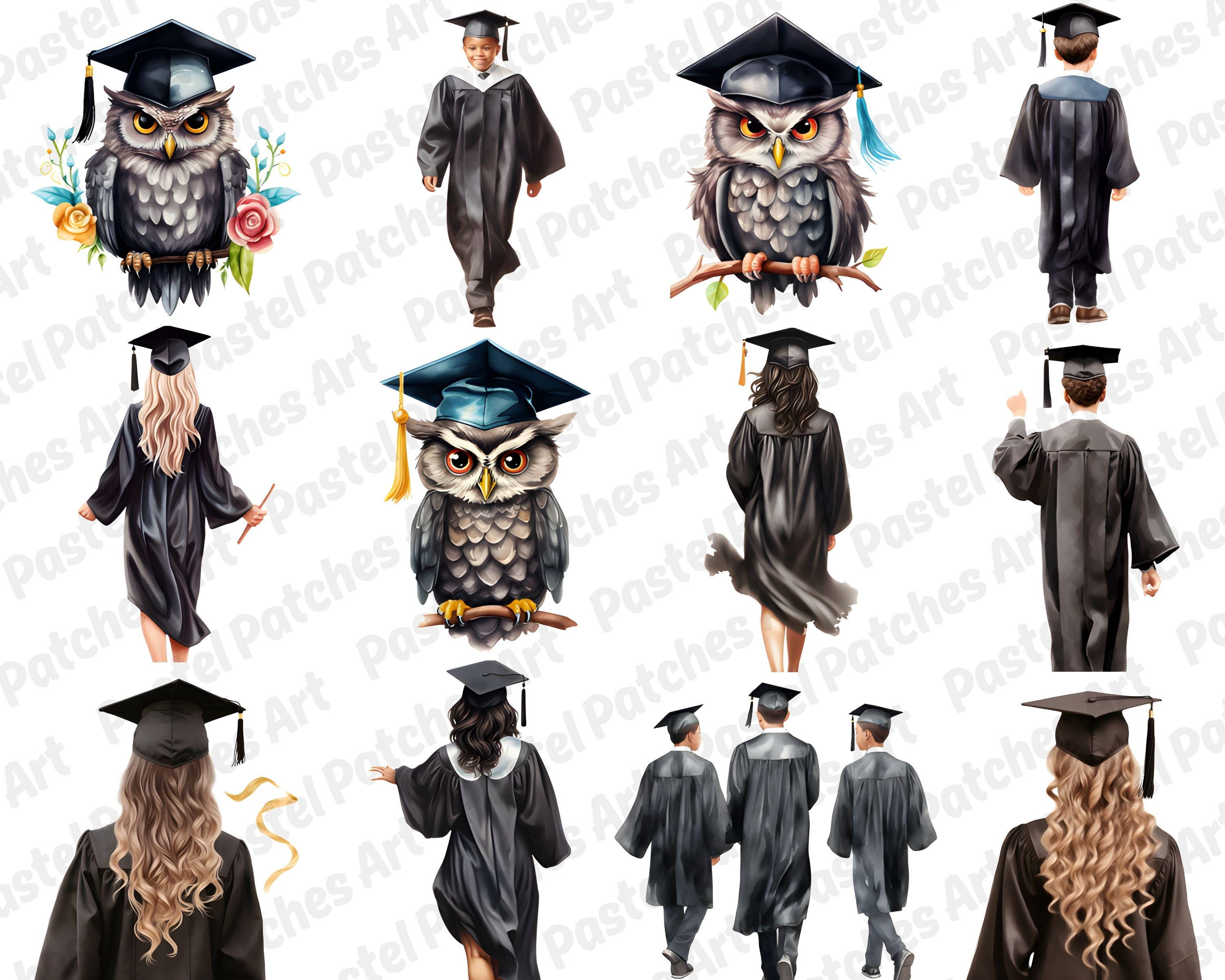 Watercolor Graduation Clipart PNG | Graduation Cap & Diploma Art Bundle ...