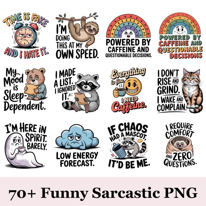 70+ Sarcastic Clipart Bundle PNG | Funny Quote Graphics | Sassy Humor ...