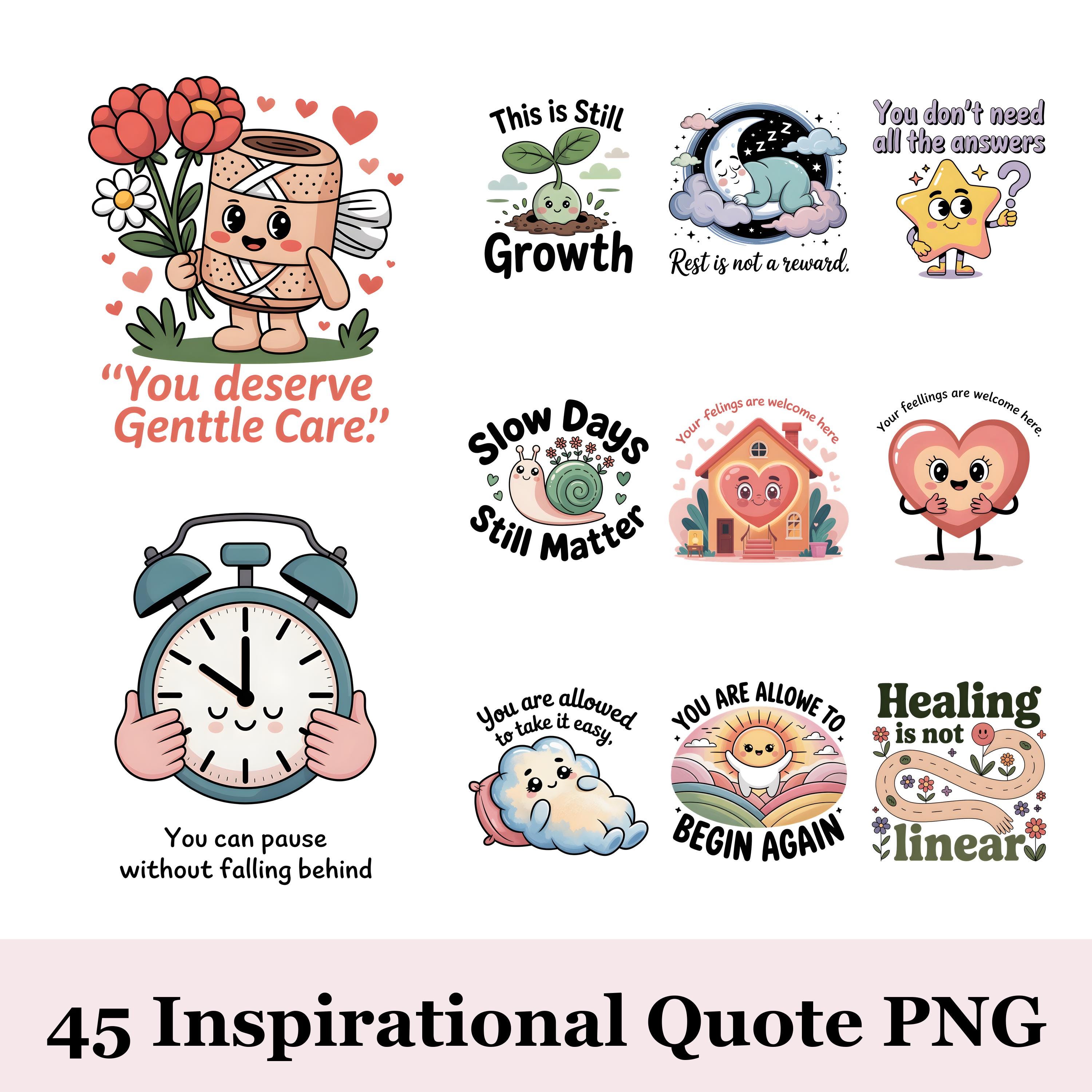 Mental Health PNG Bundle 45+, Positive Affirmation Quotes, Self Care ...